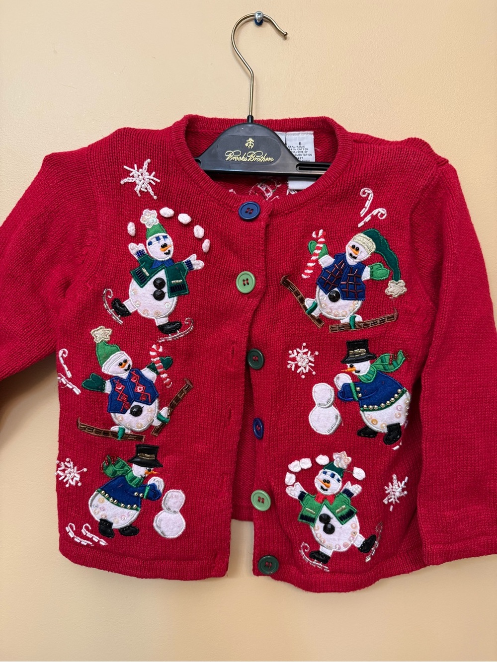 Tiara Kids Red Snowman Embroidered Holiday Cardigan